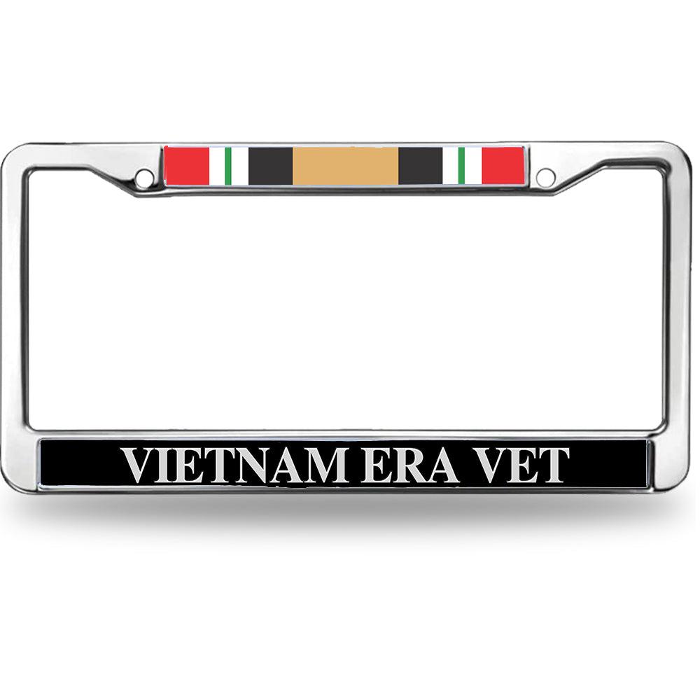 Vietnam Era Veteran License Plate Frame - Chrome Metal with Service Ribbon