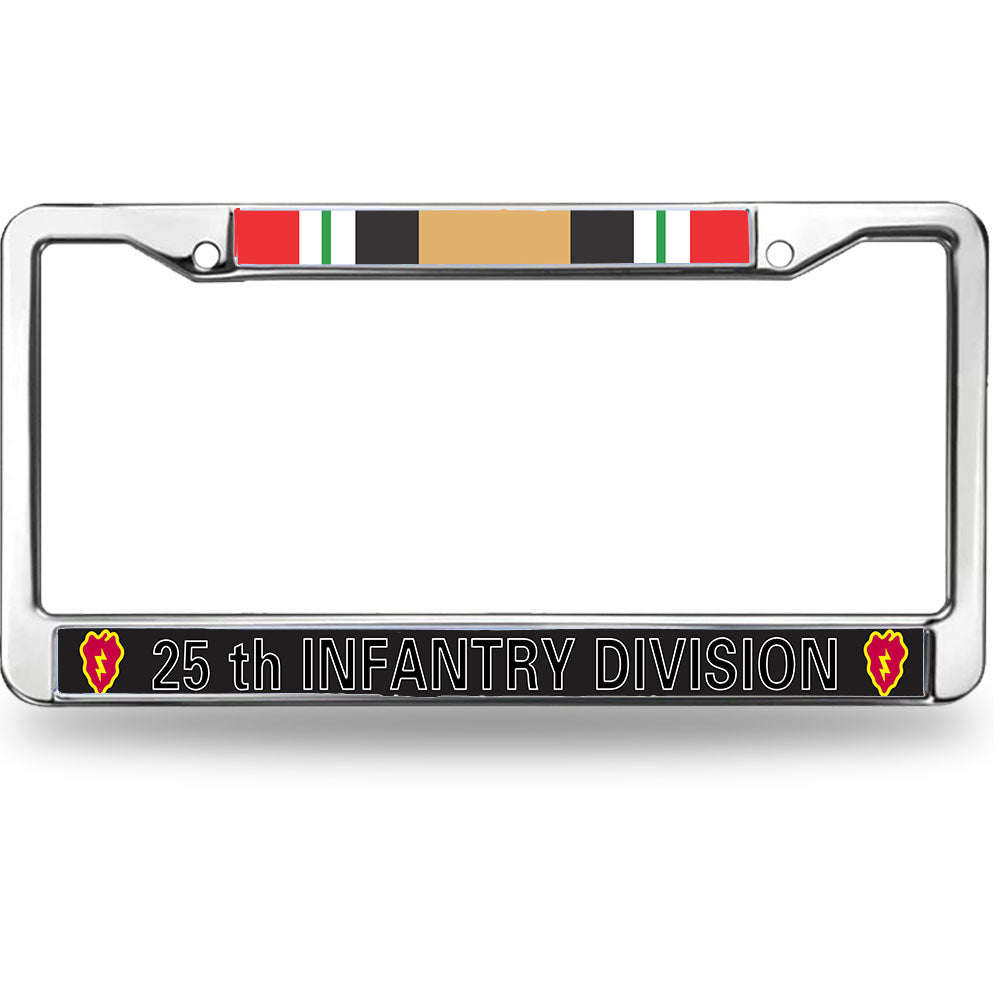 25th Infantry Division License Plate Frame - Iraq Afghanistan Veteran Military Chrome Frame
