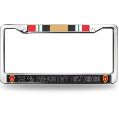25th Infantry Division License Plate Frame - Iraq Afghanistan Veteran Military Chrome Frame