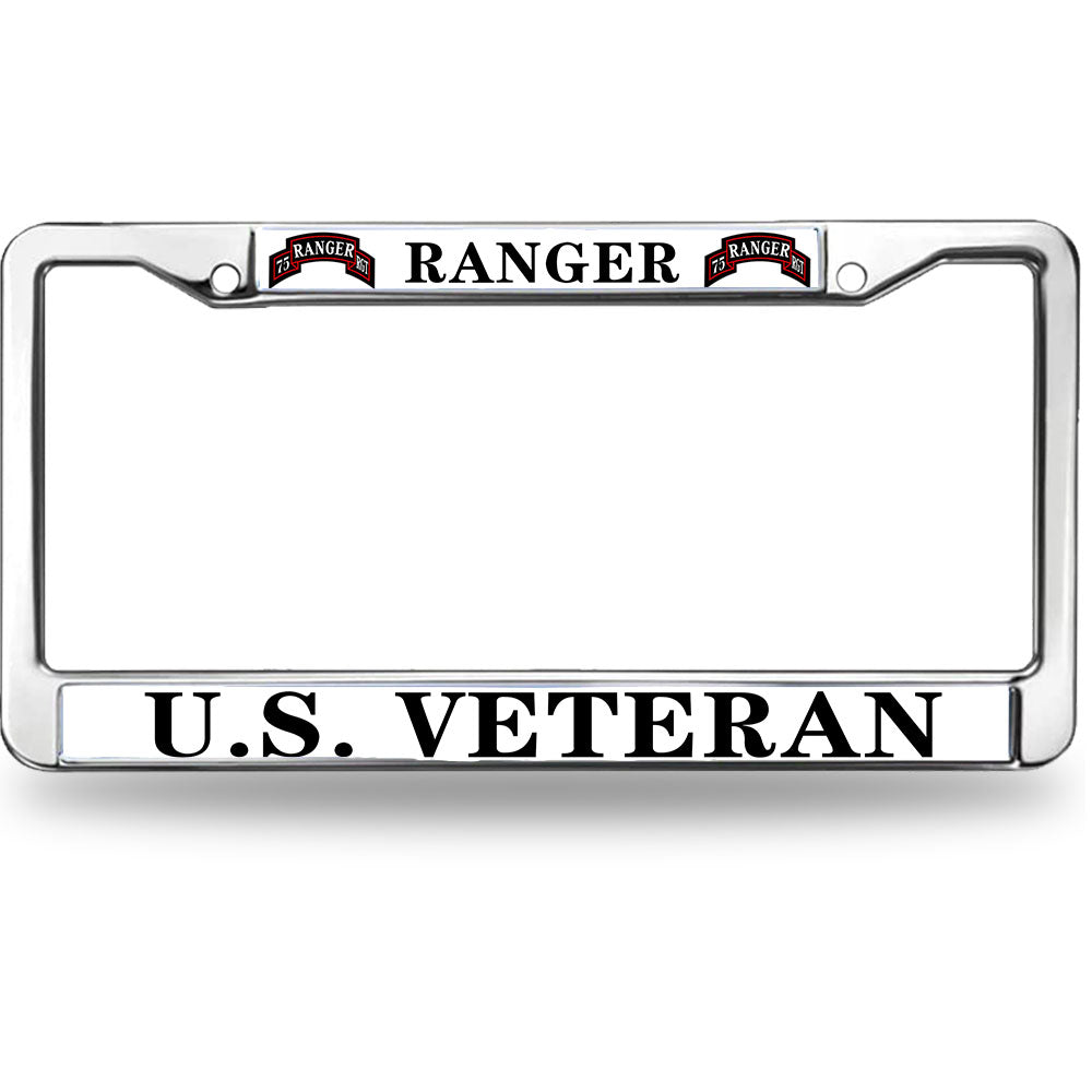 U.S. Army Ranger Veteran Chrome License Plate Frame - Military Pride Auto Accessory