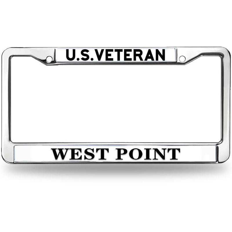 U.S. Veteran West Point License Plate Frame - USMA Alumni Chrome Metal Car Tag