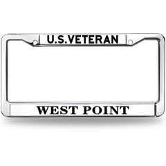 U.S. Veteran West Point License Plate Frame - USMA Alumni Chrome Metal Car Tag