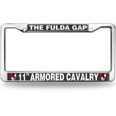 The Fulda Gap 11th Armored Cavalry License Plate Frame - Chrome Military Auto Accessory