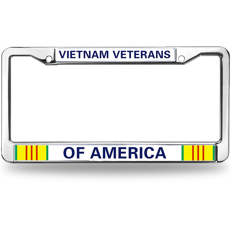 Vietnam Veterans of America License Plate Frame - Chrome with Service Ribbon