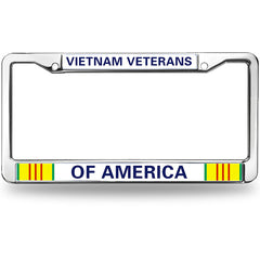 Vietnam Veterans of America License Plate Frame - Chrome with Service Ribbon