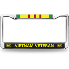 Vietnam Veteran 1959-1975 License Plate Frame - Chrome with Service Ribbon