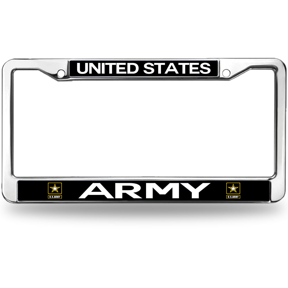 United States Army License Plate Frame - Chrome Metal Military Car Tag Holder