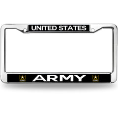 United States Army License Plate Frame - Chrome Metal Military Car Tag Holder